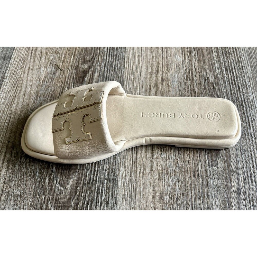 Tory Burch Double T Sport Cream Leather Logo Sandal RIGHT SHOE ONLY Size 9M - Picture 5 of 7